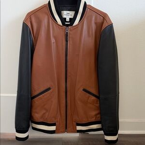 Great Condition Coach Men leather Brown & Black Jacket Windbreaker